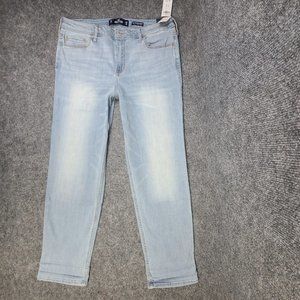 Hollister Womens Juniors 17R Jeans High Rise Slim Straight Legs Light Wash Denim